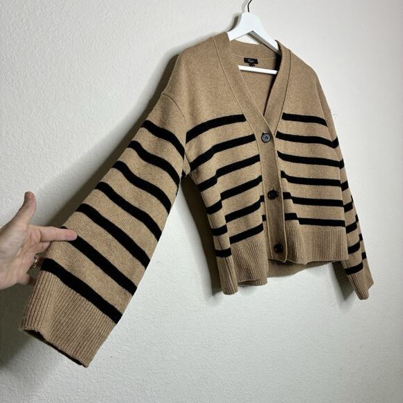 Rails Geneva Camel and Black Striped Wool Cashmere Cardigan XS - Picture 6 of 10